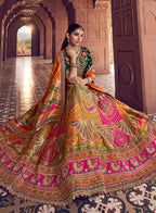 Monjolika Fashion Multi Colour Banarasi Silk Blend Embroidered, Sequins, Swarovski and Weaving Work Lehenga Choli | Grocsy