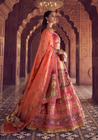 Monjolika Fashion Multi Colour Banarasi Silk Blend Embroidered, Sequins, Swarovski and Weaving Work Lehenga Choli | Grocsy