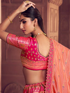 Monjolika Fashion Multi Colour Banarasi Silk Blend Embroidered, Sequins, Swarovski and Weaving Work Lehenga Choli | Grocsy