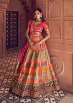 Monjolika Fashion Multi Colour Banarasi Silk Blend Embroidered, Sequins, Swarovski and Weaving Work Lehenga Choli | Grocsy