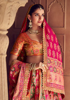 Monjolika Fashion Multi Colour Banarasi Silk Blend Embroidered, Sequins, Swarovski and Weaving Work Lehenga Choli | Grocsy