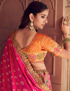 Monjolika Fashion Multi Colour Banarasi Silk Blend Embroidered, Sequins, Swarovski and Weaving Work Lehenga Choli | Grocsy