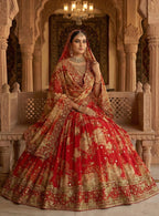 Monjolika Fashion Georgette Printed With Embroidered Red Trendy Lehenga Choli | Grocsy