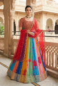 Monjolika Fashion Alia Bhatt Embroidered Multi Colour Georgette Lehenga Choli | Grocsy