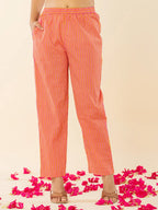 Yufta Pink Cotton Sequins_Work Straight Kurta Dupatta Pant Set | Grocsy