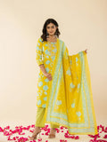 Yufta Yellow Cotton Sequins_Work Straight Kurta Dupatta Pant Set | Grocsy