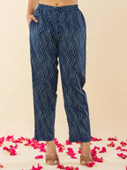 Yufta Blue Cotton Dori_Embroidery Straight Kurta Dupatta Pant Set | Grocsy