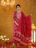 Yufta Burgundy Cotton Dori_Embroidery Straight Kurta Dupatta Pant Set | Grocsy