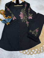 Pramukh Fab Black Color Rayon Co-ords Set | Grocsy
