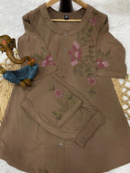 Pramukh Fab Brown Color Rayon Co-ords Set | Grocsy