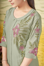 Pramukh Fab Olive Color Rayon Co-ords Set | Grocsy