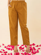 Yufta Military Green Cotton Straight Kurta Dupatta Pant Set | Grocsy