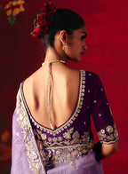 Monjolika Fashion Lavender Fancy Fabric Embroidered Thread Work Classic Saree | Grocsy