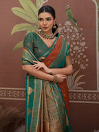 Monjolika Fashion Rust Weaving Work Tussar Silk Festival Contemporary Saree | Grocsy