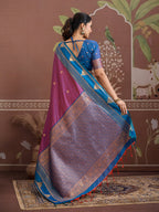 Monjolika Fashion Purple Weaving Work Tussar Silk Festival Contemporary Saree | Grocsy