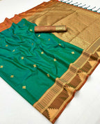 Monjolika Fashion Green Weaving Work Tussar Silk Festival Contemporary Saree | Grocsy