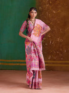 Monjolika Fashion Pink Cotton Blend Weaving Contemporary Saree | Grocsy