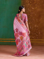 Monjolika Fashion Pink Cotton Blend Weaving Contemporary Saree | Grocsy