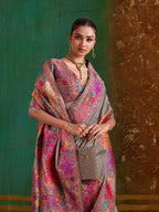 Monjolika Fashion Grey Cotton Blend Weaving Contemporary Saree | Grocsy