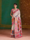 Monjolika Fashion Cream Cotton Blend Weaving Contemporary Saree | Grocsy