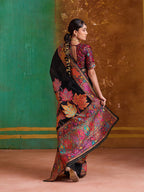 Monjolika Fashion Black Cotton Blend Weaving Contemporary Saree | Grocsy