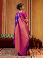 Monjolika Fashion Multi Colour Handloom Silk Blend Contemporary Saree With Weaving Work | Grocsy