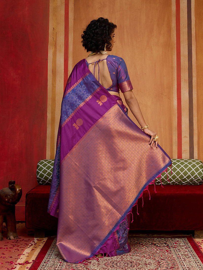 Monjolika Fashion Multi Colour Handloom Silk Blend Contemporary Saree With Weaving Work | Grocsy