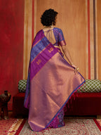 Monjolika Fashion Multi Colour Handloom Silk Blend Contemporary Saree With Weaving Work | Grocsy
