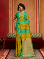 Monjolika Fashion Multi Colour Handloom Silk Blend Contemporary Saree With Weaving Work | Grocsy