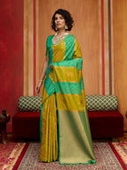 Monjolika Fashion Multi Colour Handloom Silk Blend Contemporary Saree With Weaving Work | Grocsy