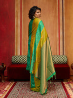 Monjolika Fashion Multi Colour Handloom Silk Blend Contemporary Saree With Weaving Work | Grocsy