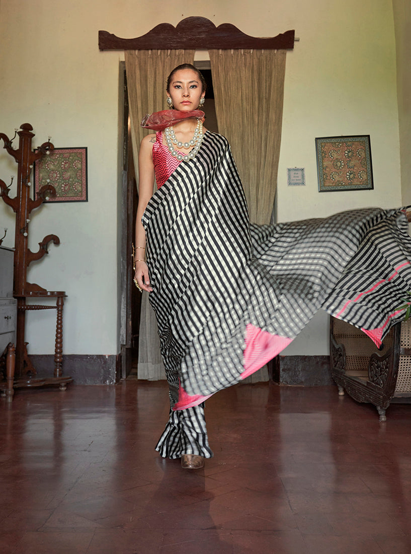 Monjolika Fashion Satin Printed Multicolor Casual Saree | Grocsy