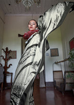 Monjolika Fashion Satin Printed Black And White Casual Saree | Grocsy
