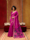 Monjolika Fashion Magenta Handloom Cotton Blend Weaving Classic Saree | Grocsy