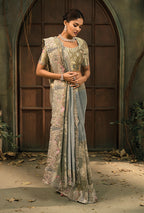 Monjolika Fashion Grey Silk Blend Saree With Embroidered Jari And Cut-Dana Work | Grocsy