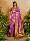 Monjolika Fashion Weaving Handloom Silk Blend Magenta Contemporary Saree | Grocsy