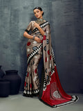 Monjolika Fashion Satin Dark Beige Printed Casual Saree | Grocsy