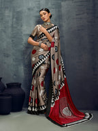 Monjolika Fashion Satin Dark Beige Printed Casual Saree | Grocsy