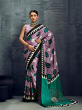 Monjolika Fashion Satin Lilac Printed Casual Saree | Grocsy