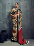 Monjolika Fashion Satin Chiku Printed Casual Saree | Grocsy