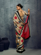 Monjolika Fashion Satin Chiku Printed Casual Saree | Grocsy