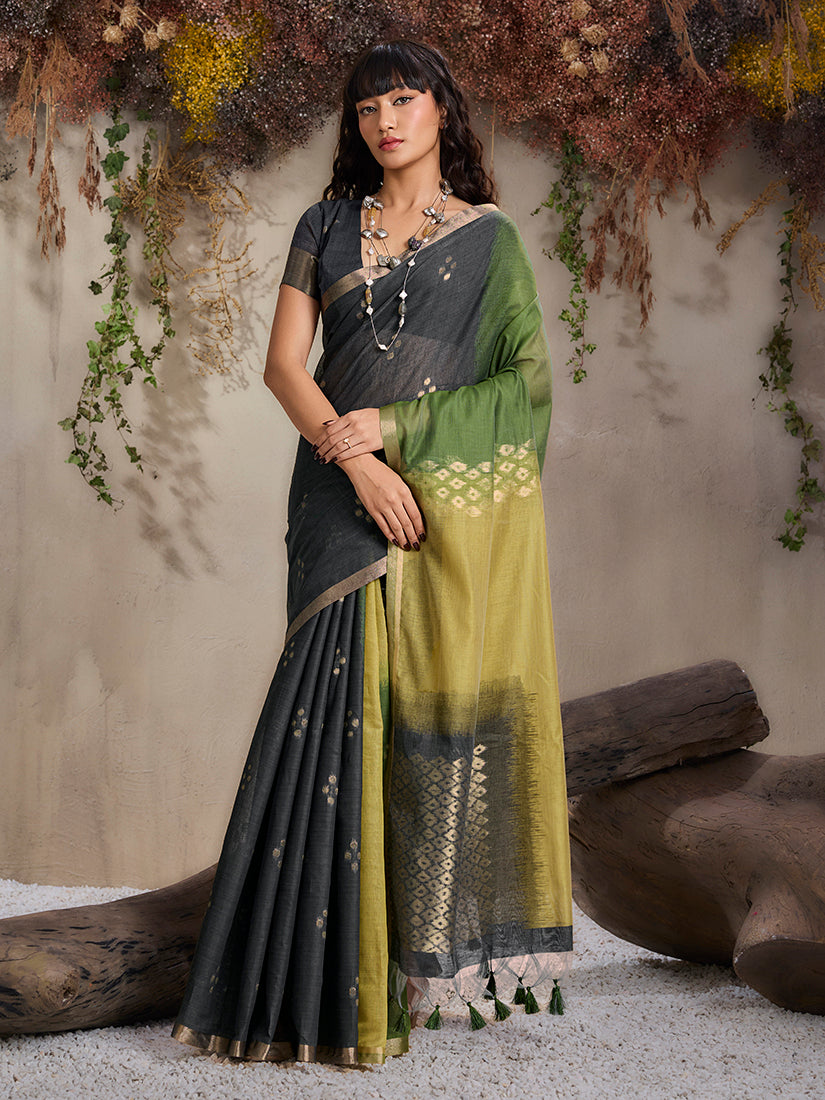 Monjolika Fashion Multi Colour Viscose Cotton Weaving Contemporary Saree | Grocsy