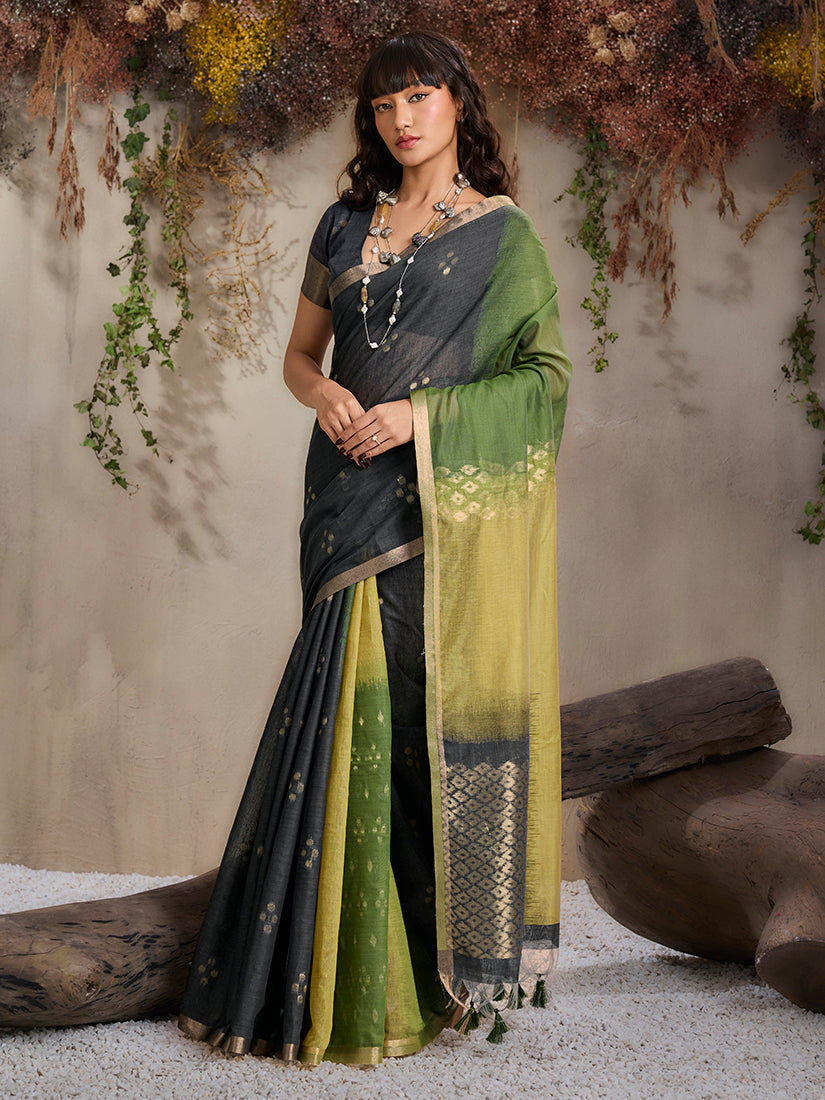 Monjolika Fashion Multi Colour Viscose Cotton Weaving Contemporary Saree | Grocsy