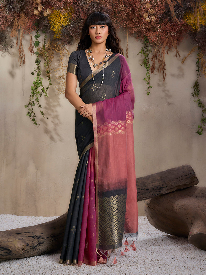 Monjolika Fashion Multi Colour Viscose Cotton Weaving Contemporary Saree | Grocsy