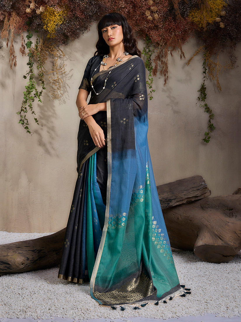 Monjolika Fashion Multi Colour Viscose Cotton Weaving Contemporary Saree | Grocsy