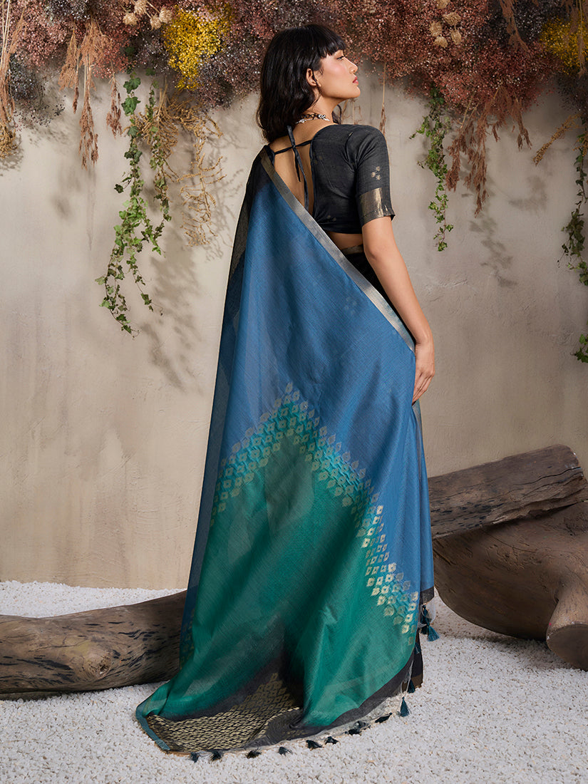 Monjolika Fashion Multi Colour Viscose Cotton Weaving Contemporary Saree | Grocsy