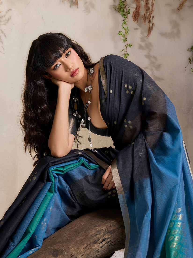 Monjolika Fashion Multi Colour Viscose Cotton Weaving Contemporary Saree | Grocsy
