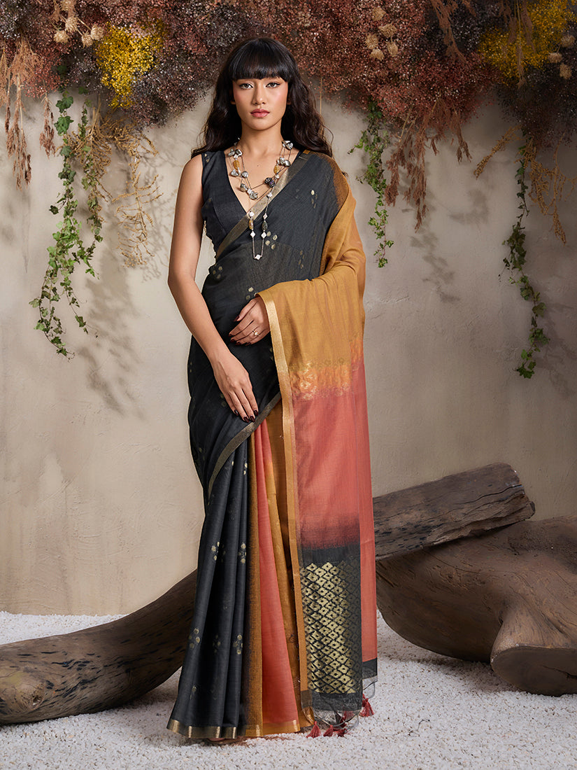 Monjolika Fashion Multi Colour Viscose Cotton Weaving Contemporary Saree | Grocsy