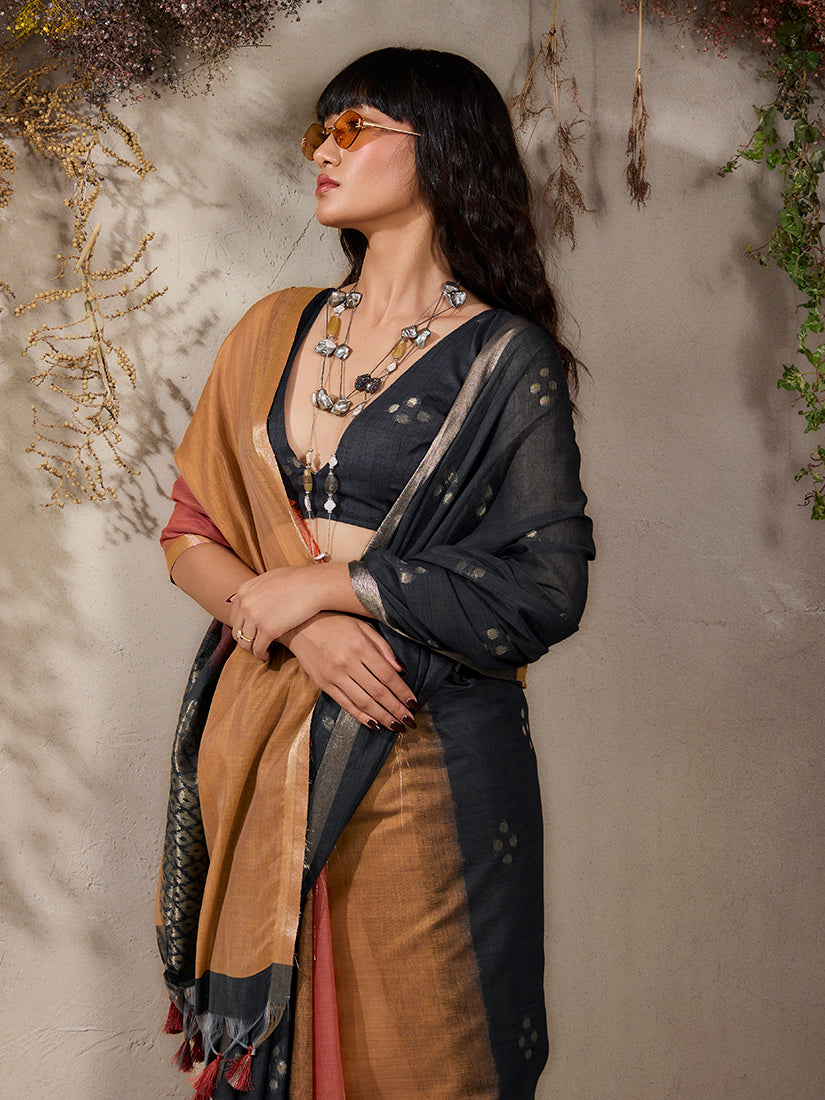 Monjolika Fashion Multi Colour Viscose Cotton Weaving Contemporary Saree | Grocsy