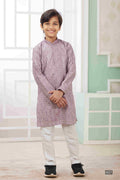 Raivat Ethnic Art Silk Embroidery Work Kids Kurta Pajama In Lilac Colour | Grocsy